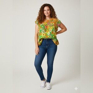 Savanna Jane Boho Floral Flutter Sleeve Top - Embroidered  - 2X NWT